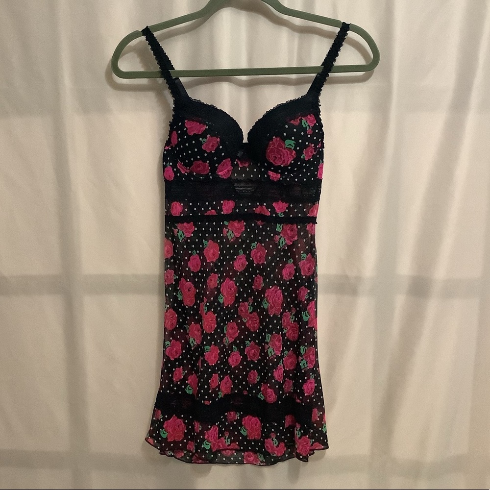 XOXO sheer floral lingerie slip dress